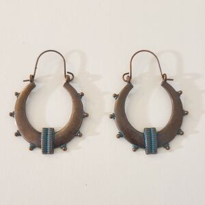 Hoop Earrings Turquoise Dangle Jewelry Boho Hippie Blue